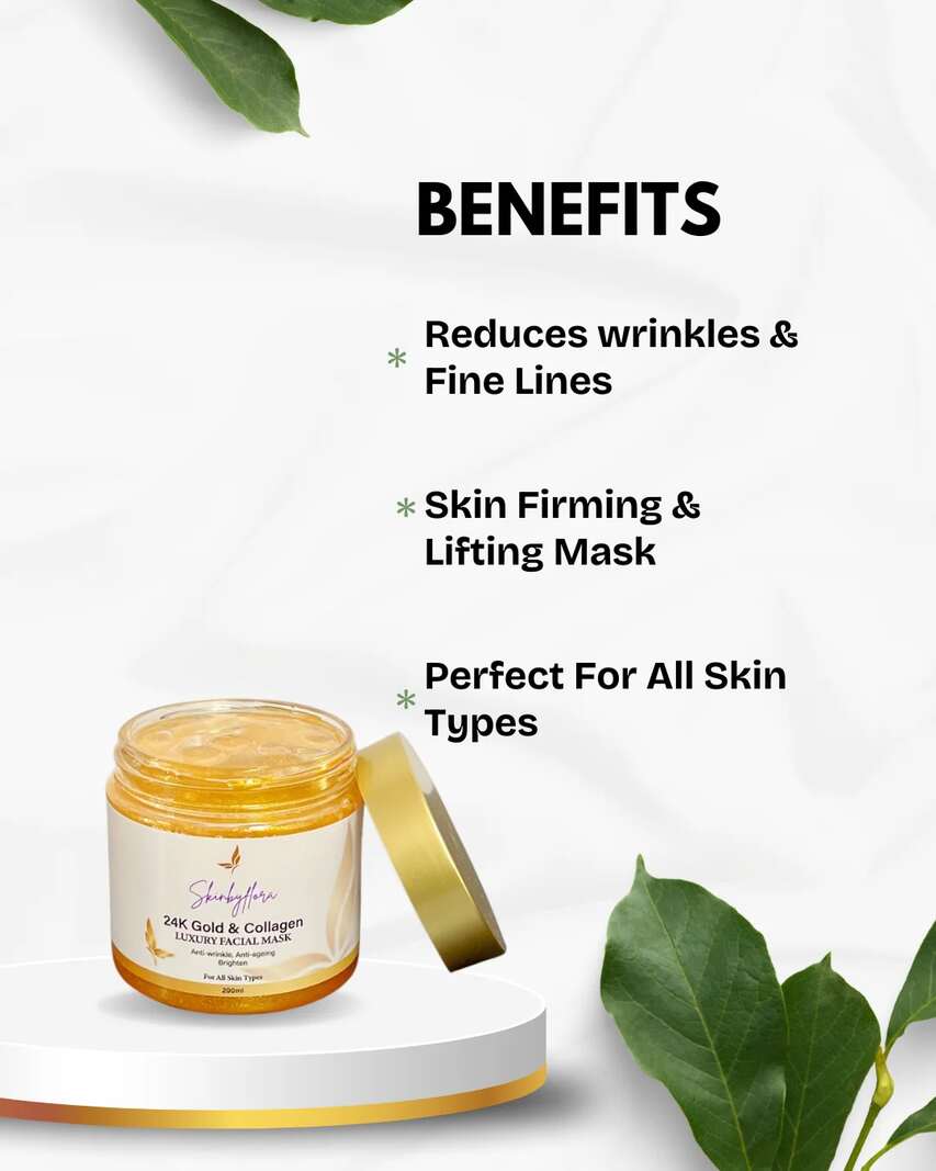 24K GOLD & COLLAGEN LUXURY FACIAL MASK: Lifts & Firms Sagging Skin